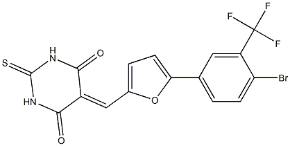 5-({5-[4-bromo-3-(trifluoromethyl)phenyl]-2-furyl}methylene)-2-thioxodihydro-4,6(1H,5H)-pyrimidinedione,,结构式