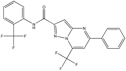 5-phenyl-7-(trifluoromethyl)-N-[2-(trifluoromethyl)phenyl]pyrazolo[1,5-a]pyrimidine-2-carboxamide Struktur