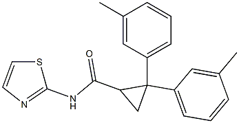 2,2-bis(3-methylphenyl)-N-(1,3-thiazol-2-yl)cyclopropanecarboxamide Struktur