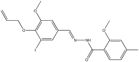 N'-[4-(allyloxy)-3-iodo-5-methoxybenzylidene]-2-methoxy-4-methylbenzohydrazide Struktur