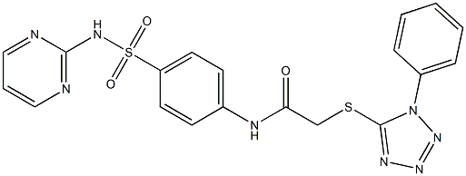 2-[(1-phenyl-1H-tetraazol-5-yl)sulfanyl]-N-{4-[(2-pyrimidinylamino)sulfonyl]phenyl}acetamide Structure