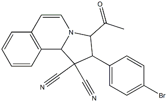 3-acetyl-2-(4-bromophenyl)-2,3-dihydropyrrolo[2,1-a]isoquinoline-1,1(10bH)-dicarbonitrile Struktur