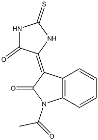 1-acetyl-3-(5-oxo-2-thioxo-4-imidazolidinylidene)-1,3-dihydro-2H-indol-2-one Structure