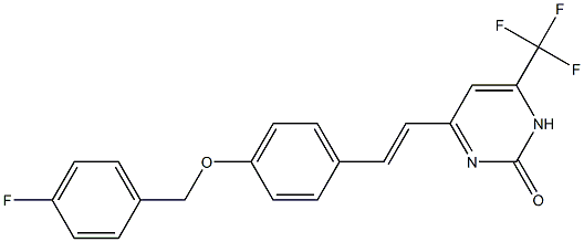 4-(2-{4-[(4-fluorobenzyl)oxy]phenyl}vinyl)-6-(trifluoromethyl)-2(1H)-pyrimidinone 化学構造式