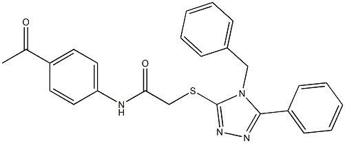 N-(4-acetylphenyl)-2-[(4-benzyl-5-phenyl-4H-1,2,4-triazol-3-yl)sulfanyl]acetamide 结构式