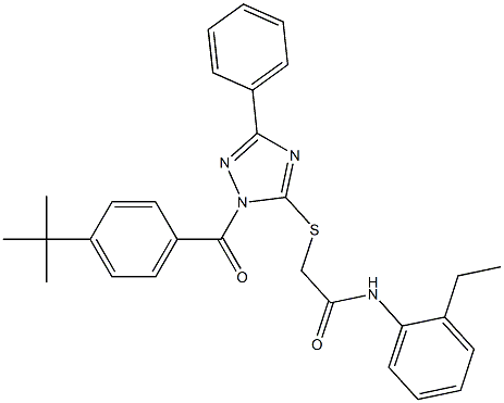 2-{[1-(4-tert-butylbenzoyl)-3-phenyl-1H-1,2,4-triazol-5-yl]sulfanyl}-N-(2-ethylphenyl)acetamide 结构式