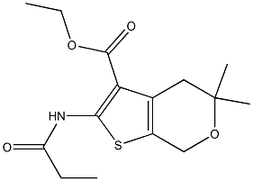 ethyl 5,5-dimethyl-2-(propionylamino)-4,7-dihydro-5H-thieno[2,3-c]pyran-3-carboxylate Struktur