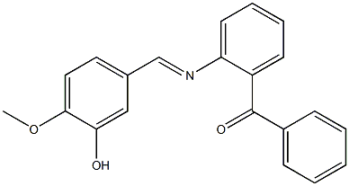(2-{[(E)-(3-hydroxy-4-methoxyphenyl)methylidene]amino}phenyl)(phenyl)methanone Struktur