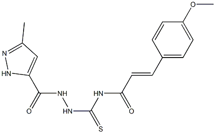(E)-3-(4-methoxyphenyl)-N-({2-[(3-methyl-1H-pyrazol-5-yl)carbonyl]hydrazino}carbothioyl)-2-propenamide 结构式