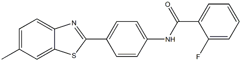 2-fluoro-N-[4-(6-methyl-1,3-benzothiazol-2-yl)phenyl]benzamide 化学構造式