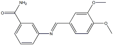3-{[(E)-(3,4-dimethoxyphenyl)methylidene]amino}benzamide Struktur