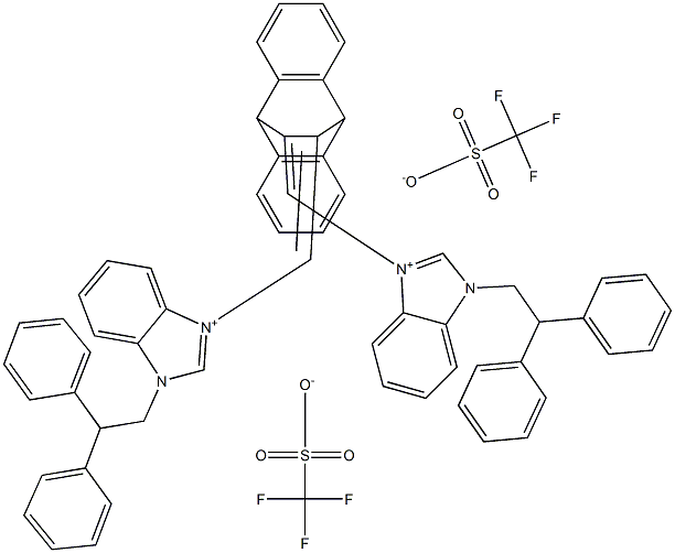 11,12-Bis[N-(2,2-diphenyl-1-ethyl)-1H-benzimidazolium-3-methylene]-9,10-dihydro-9,10-ethanoanthracene bis(trifluoromethanesulfonate) Structure