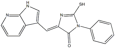 (5Z)-2-mercapto-3-phenyl-5-(1H-pyrrolo[2,3-b]pyridin-3-ylmethylene)-3,5-dihydro-4H-imidazol-4-one Structure