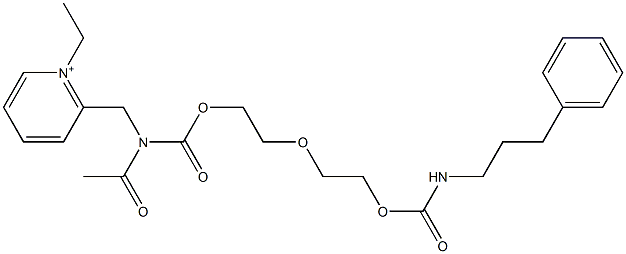2-[N-Acetyl-N-[2-[2-[(3-phenylpropyl)carbamoyloxy]ethoxy]ethoxycarbonyl]aminomethyl]-1-ethylpyridinium Struktur