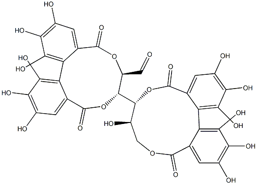 2-O,3-O:4-O,6-O-Bis(4,4',5,5',6,6'-hexahydroxybiphenyl-2,2'-diylbiscarbonyl)-D-glucose 结构式