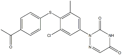 2-[4-(4-アセチルフェニルチオ)-3-クロロ-5-メチルフェニル]-1,2,4-トリアジン-3,5(2H,4H)-ジオン 化学構造式