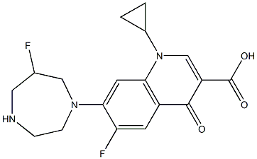 6-Fluoro-1-cyclopropyl-7-(6-fluoro-1,4-diazacycloheptan-1-yl)-1,4-dihydro-4-oxoquinoline-3-carboxylic acid 结构式