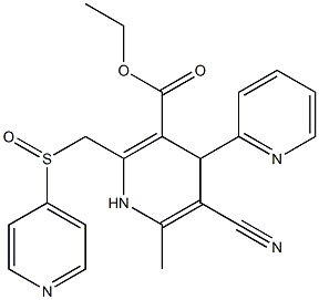 5-シアノ-1,4-ジヒドロ-6-メチル-4-(2-ピリジニル)-2-[(4-ピリジニルスルフィニル)メチル]ピリジン-3-カルボン酸エチル 化学構造式