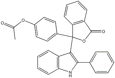 Acetic acid 4-[[1-oxo-3-(2-phenyl-1H-indol-3-yl)-1,3-dihydroisobenzofuran]-3-yl]phenyl ester Struktur