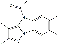 4-アセチル-2,3,6,7-テトラメチル-4H-ピラゾロ[1,5-a]ベンゾイミダゾール 化学構造式