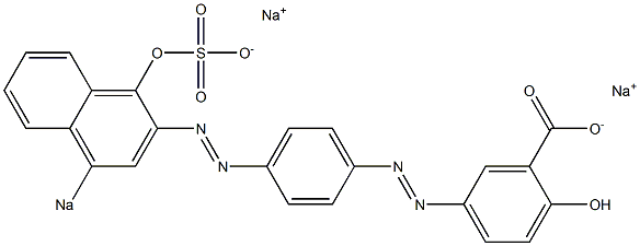 2-ヒドロキシ-5-[4-[(1-ヒドロキシ-4-ソジオスルホ-2-ナフタレニル)アゾ]フェニルアゾ]安息香酸ナトリウム 化学構造式