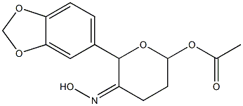 Acetic acid [5-(hydroxyimino)-6-(1,3-benzodioxol-5-yl)tetrahydro-2H-pyran]-2-yl ester 结构式