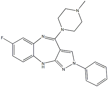 2-Phenyl-4-(4-methylpiperazin-1-yl)-7-fluoro-2,10-dihydropyrazolo[3,4-b][1,5]benzodiazepine Structure
