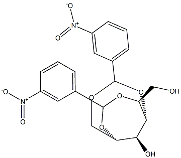 1-O,4-O:2-O,5-O-ビス(3-ニトロベンジリデン)-L-グルシトール 化学構造式