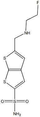 5-[(2-フルオロエチルアミノ)メチル]チエノ[2,3-b]チオフェン-2-スルホンアミド 化学構造式