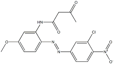 2-アセチル-2'-(3-クロロ-4-ニトロフェニルアゾ)-5'-メトキシアセトアニリド 化学構造式