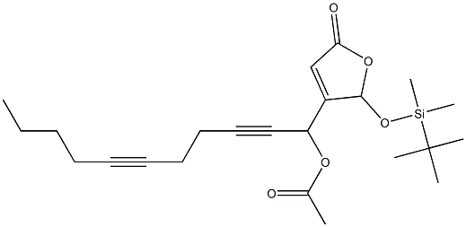 Acetic acid 1-[[2,5-dihydro-5-oxo-2-(tert-butyldimethylsiloxy)furan]-3-yl]-2,6-undecadiynyl ester Struktur