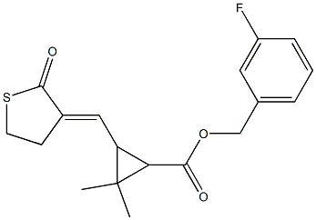 3-[[(3E)-2-オキソチオラン-3-イリデン]メチル]-2,2-ジメチルシクロプロパンカルボン酸3-フルオロベンジル 化学構造式