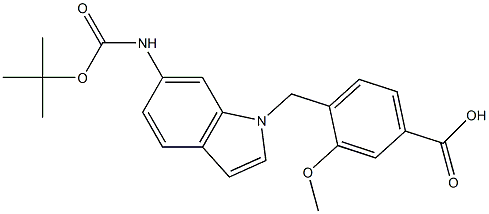 4-[6-(tert-Butoxycarbonylamino)-1H-indol-1-ylmethyl]-3-methoxybenzoic acid Structure