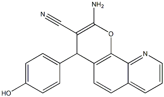 2-アミノ-4-(4-ヒドロキシフェニル)-4H-ピラノ[3,2-h]キノリン-3-カルボニトリル 化学構造式