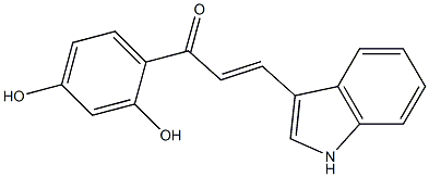 (E)-1-(2,4-ジヒドロキシフェニル)-3-(1H-インドール-3-イル)-2-プロペン-1-オン 化学構造式