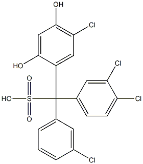 (3-Chlorophenyl)(3,4-dichlorophenyl)(5-chloro-2,4-dihydroxyphenyl)methanesulfonic acid Struktur