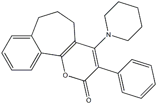 3-Phenyl-4-(1-piperidinyl)-6,7-dihydrobenzo[6,7]cyclohepta[1,2-b]pyran-2(5H)-one Structure