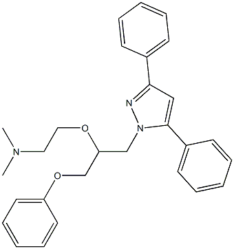 1-[3-フェノキシ-2-[2-(ジメチルアミノ)エトキシ]プロピル]-3,5-ジフェニル-1H-ピラゾール 化学構造式
