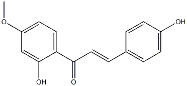 (E)-2',4-ジヒドロキシ-4'-メトキシカルコン 化学構造式