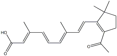 (2E,4E,6E,8E)-3,7-ジメチル-9-(2-アセチル-5,5-ジメチル-1-シクロペンテニル)-2,4,6,8-ノナテトラエン酸 化学構造式