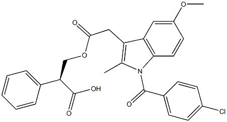 (S)-1-(4-クロロベンゾイル)-5-メトキシ-2-メチル-1H-インドール-3-酢酸2-カルボキシ-2-フェニルエチル 化学構造式