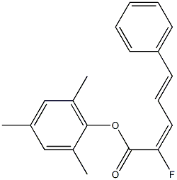 (2E)-2-フルオロ-5-フェニル-2,4-ペンタジエン酸2,4,6-トリメチルフェニル 化学構造式