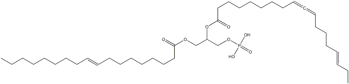 1-O-(9-オクタデセノイル)-2-O-(1-オキソ-9,10,15-オクタデカトリエン-1-イル)-グリセロール-3-りん酸 化学構造式