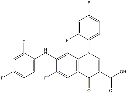 6-フルオロ-1-(2,4-ジフルオロフェニル)-7-[(2,4-ジフルオロフェニル)アミノ]-1,4-ジヒドロ-4-オキソキノリン-3-カルボン酸 化学構造式
