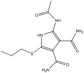 2-[Acetylamino]-5-[propylthio]-1H-pyrrole-3,4-dicarboxamide Struktur