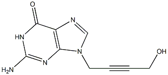 9-(4-ヒドロキシ-2-ブチニル)-2-アミノ-1,9-ジヒドロ-6H-プリン-6-オン 化学構造式