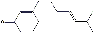 3-[(E)-6-メチル-4-ヘプテニル]-2-シクロヘキセン-1-オン 化学構造式