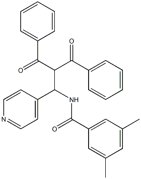 N-[1-(4-Pyridinyl)-2,2-bis(phenylcarbonyl)ethyl]-3,5-dimethylbenzamide,,结构式