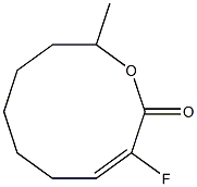 (E)-3-フルオロ-10-メチル-1-オキサシクロデカ-3-エン-2-オン 化学構造式