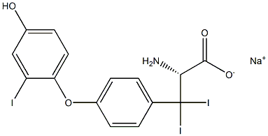 (R)-2-Amino-3-[4-(4-hydroxy-2-iodophenoxy)phenyl]-3,3-diiodopropanoic acid sodium salt Struktur